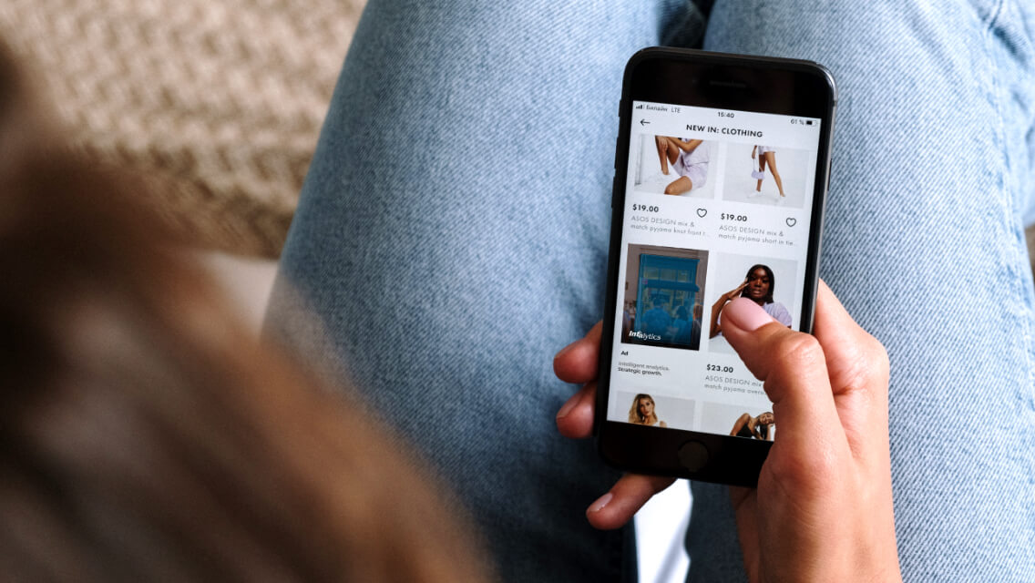 Image of woman being served a digital ad.