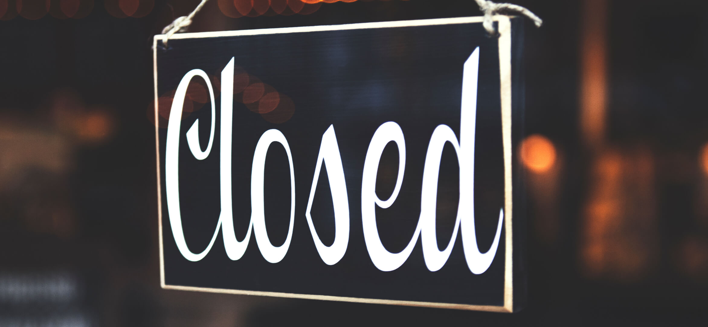 Closed sign in window.